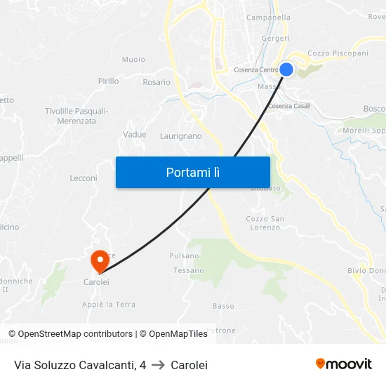 Via Soluzzo Cavalcanti, 4 to Carolei map