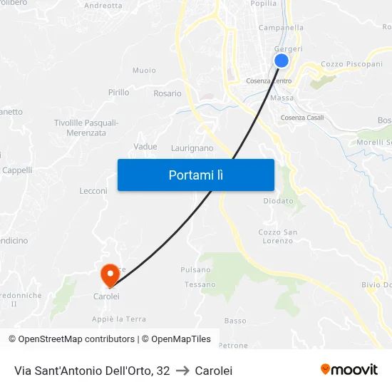 Via Sant'Antonio Dell'Orto, 32 to Carolei map