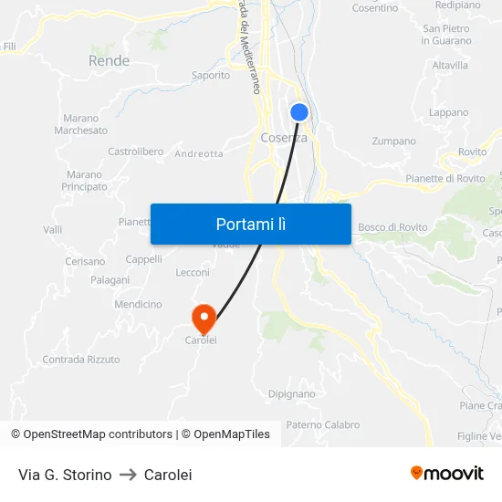 Via G. Storino to Carolei map