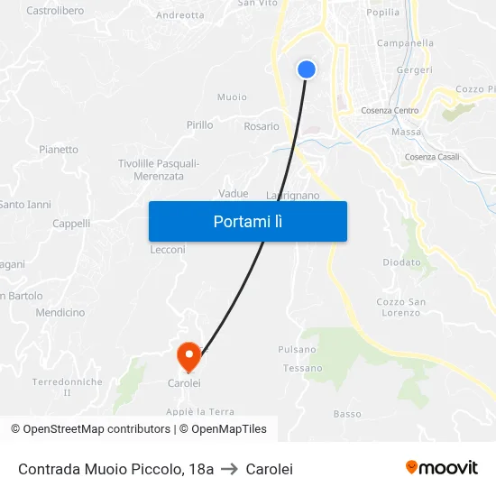Contrada Muoio Piccolo, 18a to Carolei map
