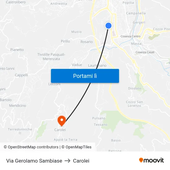Via Gerolamo Sambiase to Carolei map