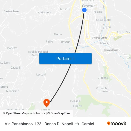 Via Panebianco, 123 - Banco Di Napoli to Carolei map
