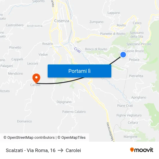 Scalzati - Via Roma, 16 to Carolei map
