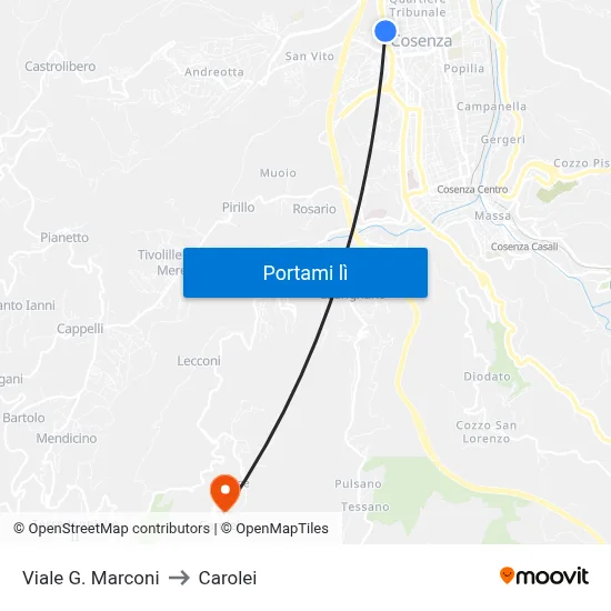 Viale G. Marconi to Carolei map