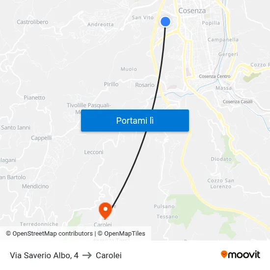 Via Saverio Albo, 4 to Carolei map