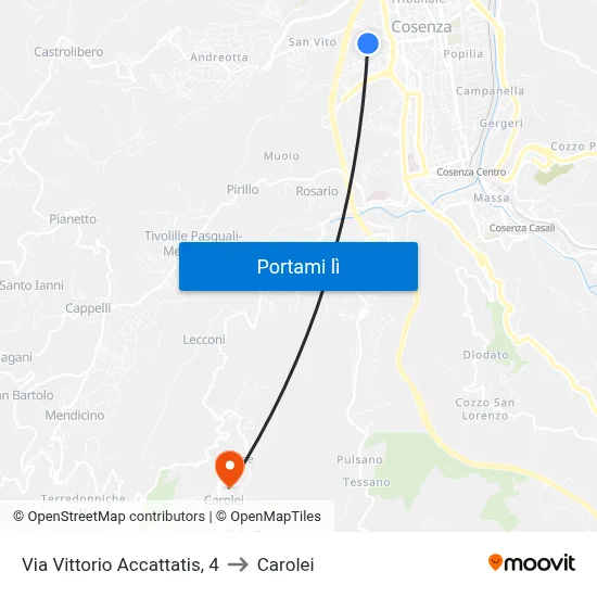 Via Vittorio Accattatis, 4 to Carolei map