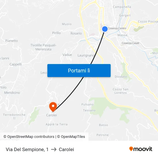 Via Del Sempione, 1 to Carolei map