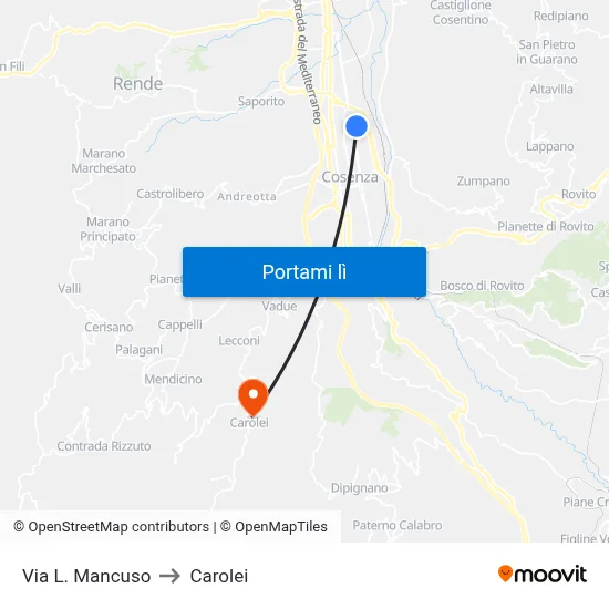 Via L. Mancuso to Carolei map