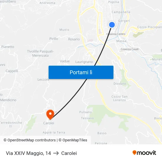 Via XXIV Maggio, 14 to Carolei map