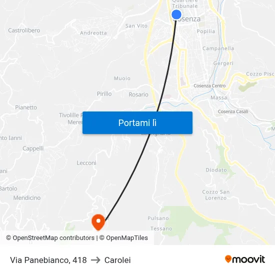 Via Panebianco, 418 to Carolei map