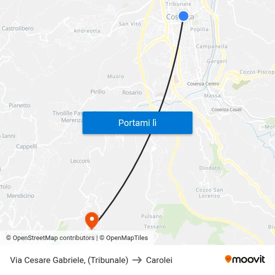 Via Cesare Gabriele, (Tribunale) to Carolei map
