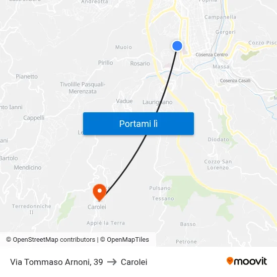 Via Tommaso Arnoni, 39 to Carolei map