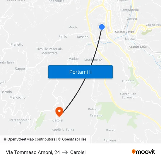 Via Tommaso Arnoni, 24 to Carolei map