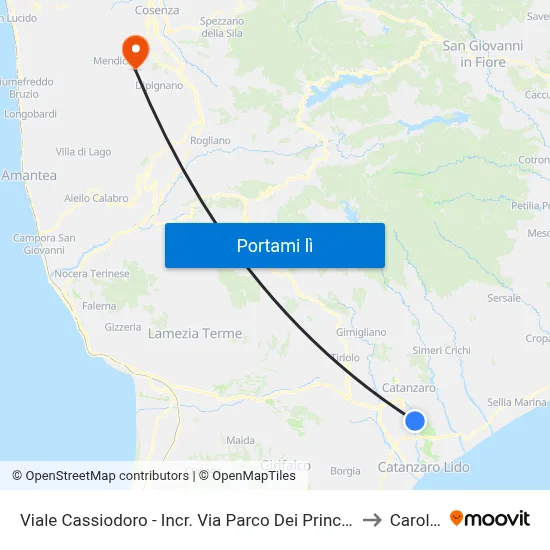 Viale Cassiodoro - Incr. Via Parco Dei Principi to Carolei map