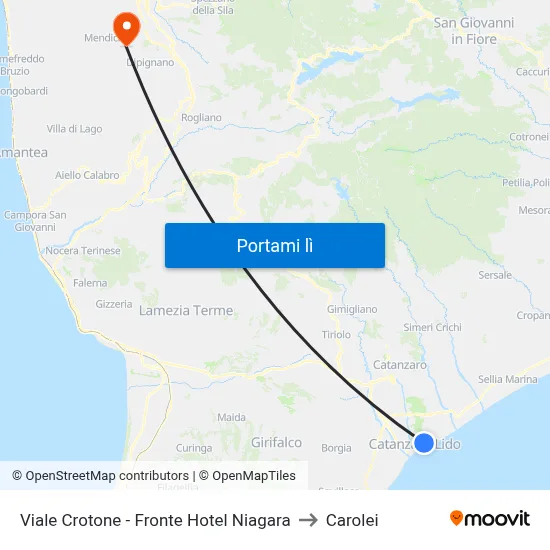 Viale Crotone - Fronte Hotel Niagara to Carolei map