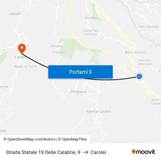 Strada Statale 19 Delle Calabrie, 9 to Carolei map