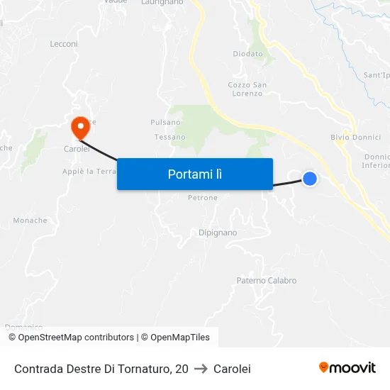 Contrada Destre Di Tornaturo, 20 to Carolei map