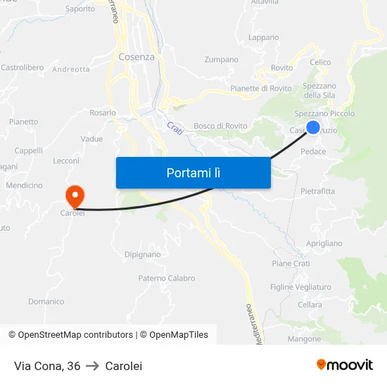 Via Cona, 36 to Carolei map