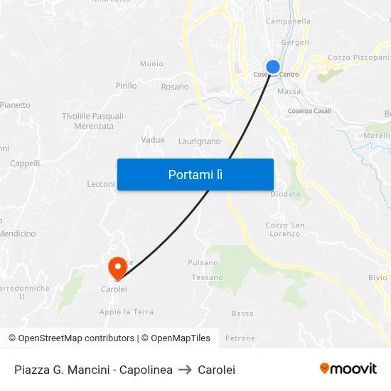 Piazza G. Mancini - Capolinea to Carolei map