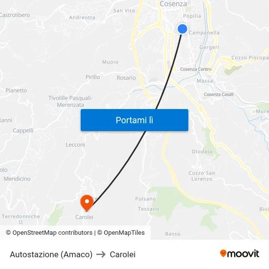 Autostazione (Amaco) to Carolei map
