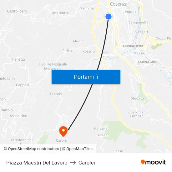 Piazza Maestri Del Lavoro to Carolei map