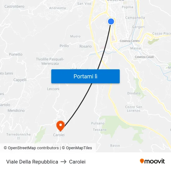 Viale Della Repubblica to Carolei map