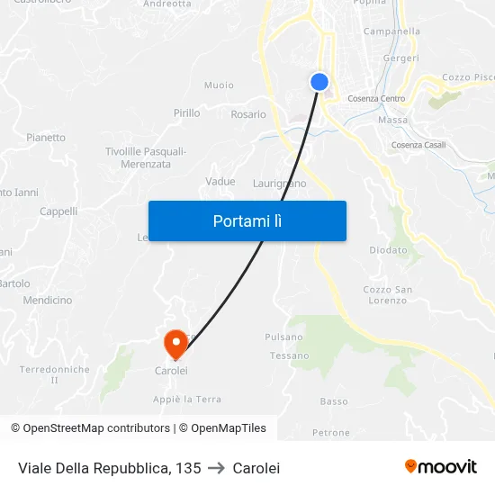 Viale Della Repubblica, 135 to Carolei map