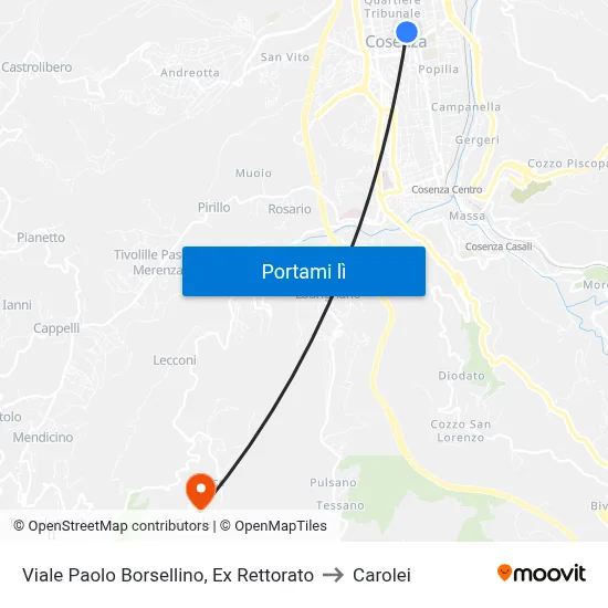 Viale Paolo Borsellino, Ex Rettorato to Carolei map