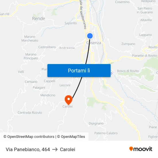 Via Panebianco, 464 to Carolei map