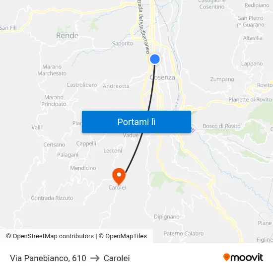 Via Panebianco, 610 to Carolei map