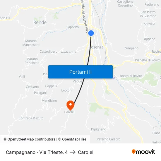 Campagnano - Via Trieste, 4 to Carolei map