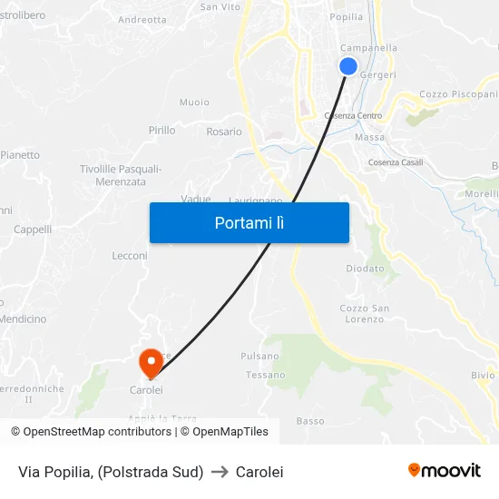 Via Popilia, (Polstrada Sud) to Carolei map