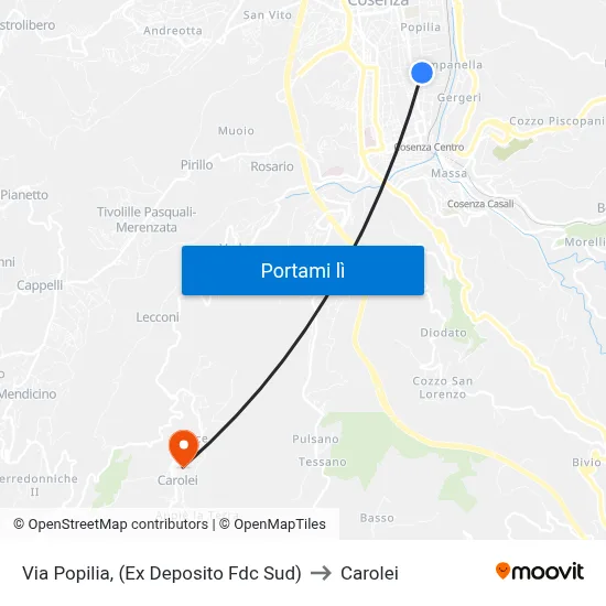 Via Popilia, (Ex Deposito Fdc Sud) to Carolei map