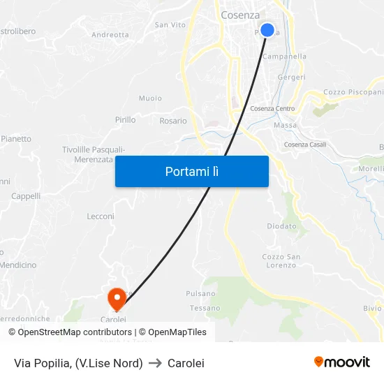 Via Popilia, (V.Lise Nord) to Carolei map