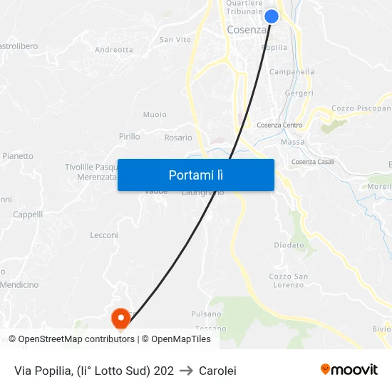 Via Popilia, (Ii° Lotto Sud) 202 to Carolei map