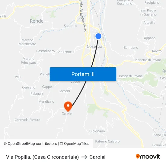 Via Popilia, (Casa Circondariale) to Carolei map