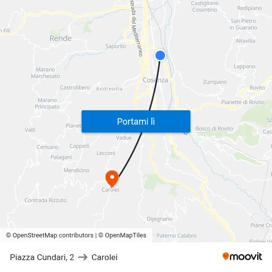 Piazza Cundari, 2 to Carolei map