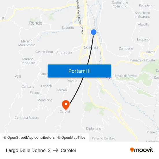 Largo Delle Donne, 2 to Carolei map