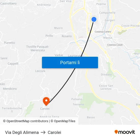 Via  Degli Alimena to Carolei map