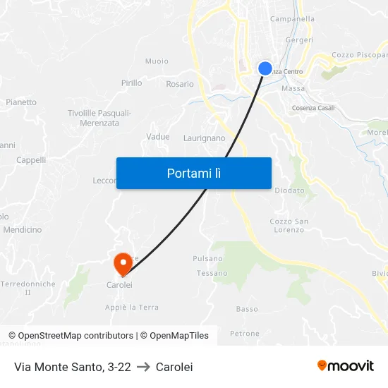 Via Monte Santo, 3-22 to Carolei map