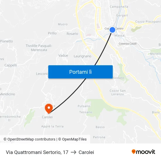 Via Quattromani Sertorio, 17 to Carolei map