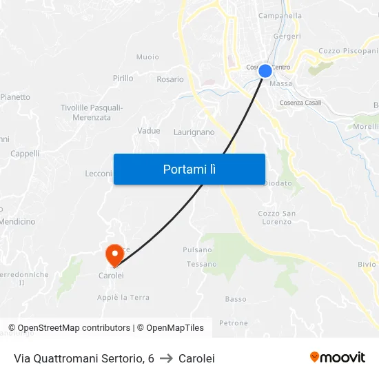 Via Quattromani Sertorio, 6 to Carolei map