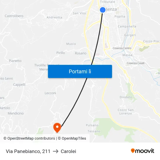 Via Panebianco, 211 to Carolei map