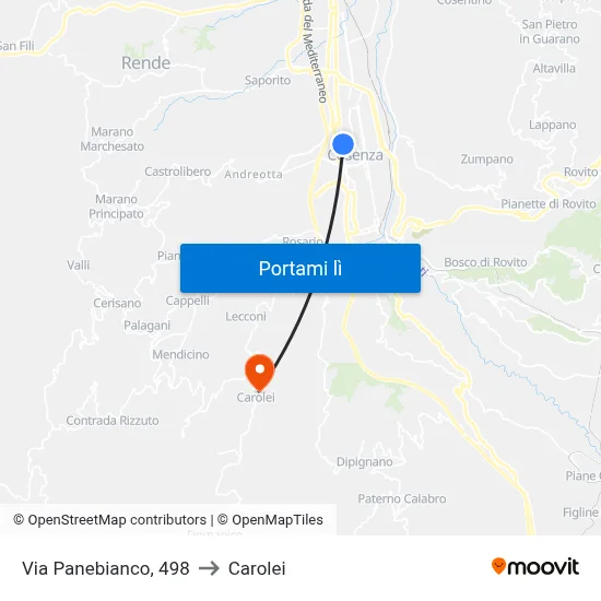 Via Panebianco, 498 to Carolei map
