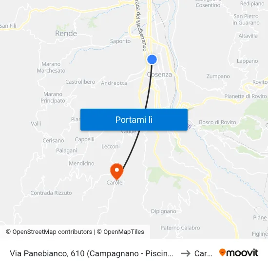 Via Panebianco, 610 (Campagnano - Piscina Comunale) to Carolei map
