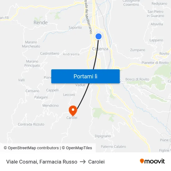 Viale Cosmai, Farmacia Russo to Carolei map