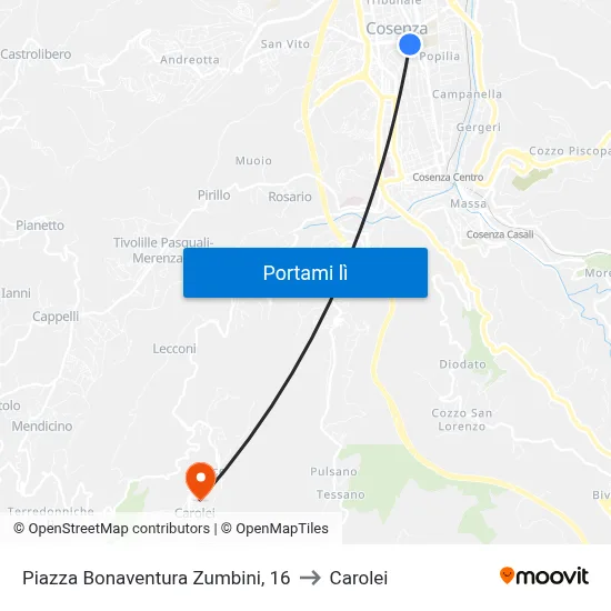 Piazza Bonaventura Zumbini, 16 to Carolei map