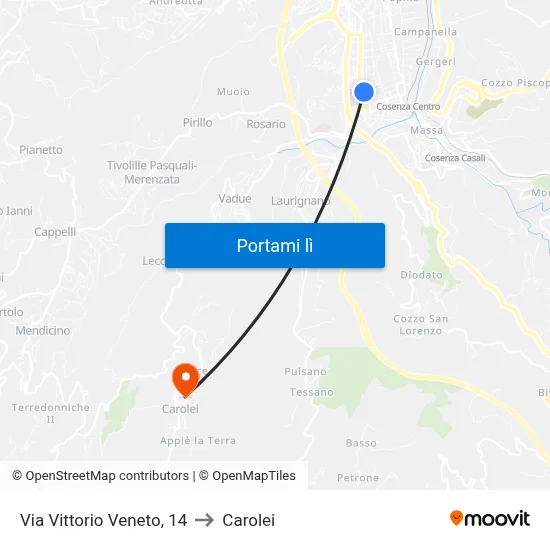 Via Vittorio Veneto, 14 to Carolei map