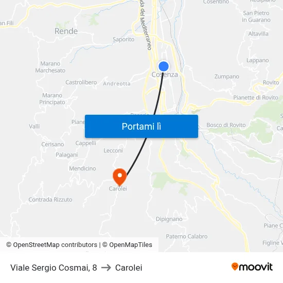 Viale Sergio Cosmai, 8 to Carolei map