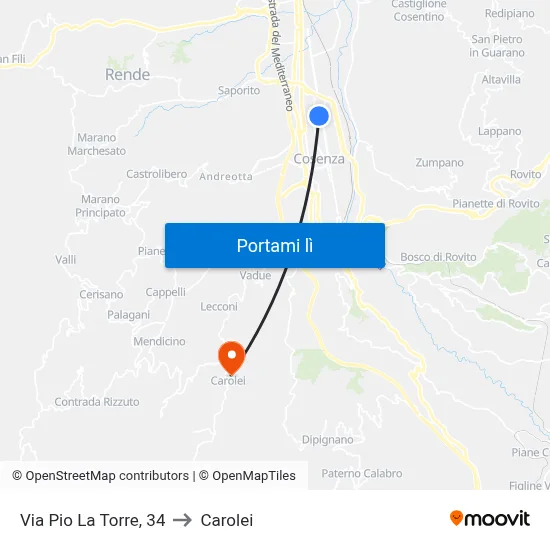 Via Pio La Torre, 34 to Carolei map